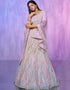Designer Wedding Wear Heavy Lehenga Choli Collection Lavender Organza Lehenga Choli Front View